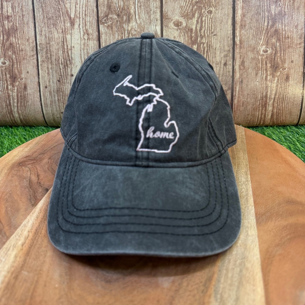 Home Free Michigan Home Baseball Cap Mens One Size Black Distressed Adjustable